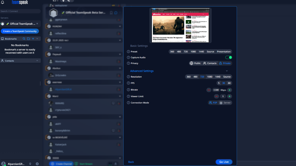 TeamSpeak Ekran Paylaşımı Nasıl Yapılır?